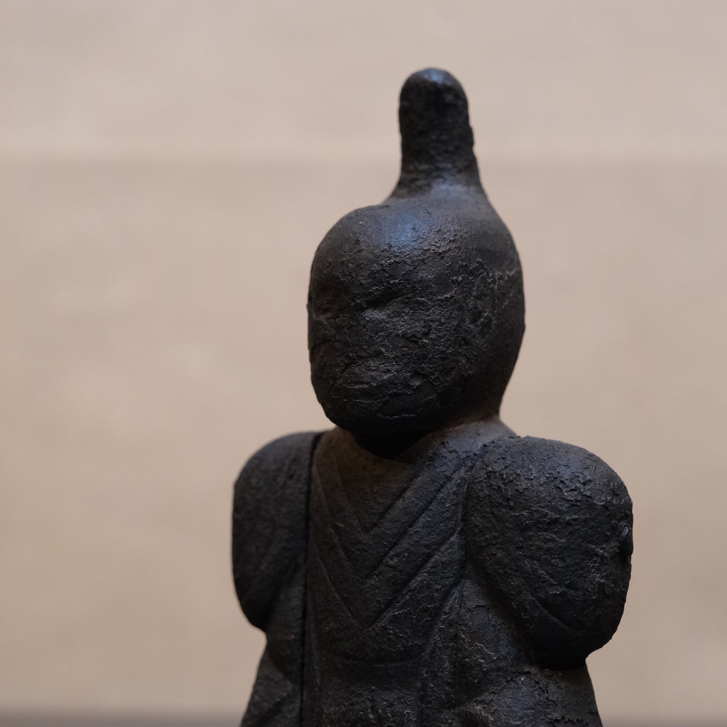 Close-up of surface detail on Edo period Japanese Hachiman shinzo