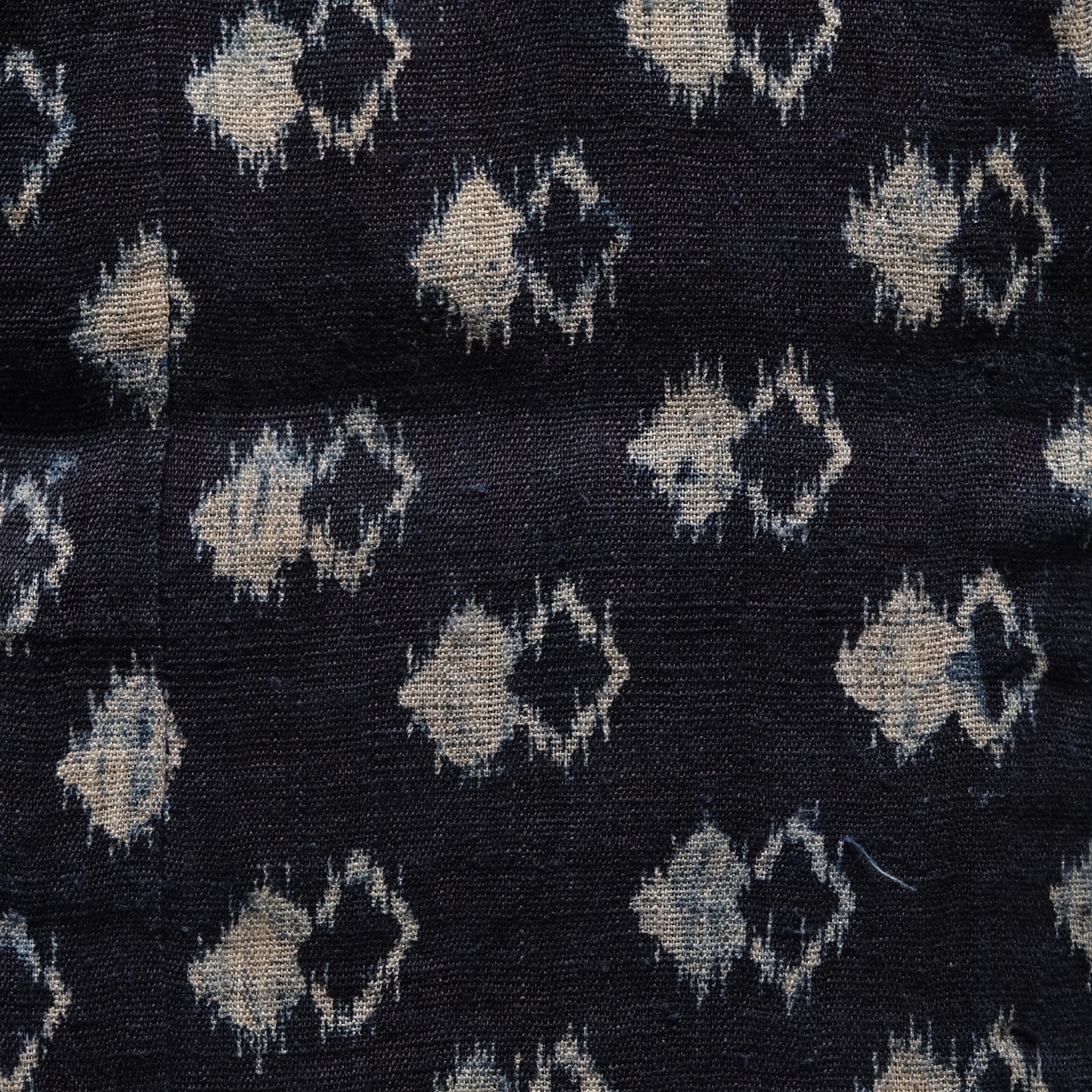 Reverse of Japanese double ikat woven robe showing construction