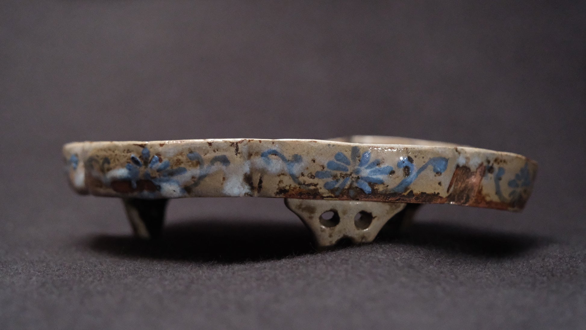Ofuke Ware Plate, green-glazed leaf-form dish, 19c. Japan — detail view 9 of 15