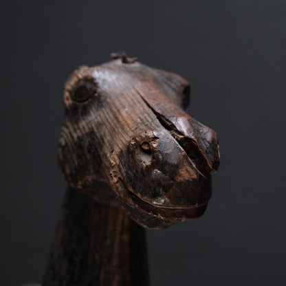 Carved wooden votive horse (shinme) from a Shinto shrine, on an inscribed Meiji-period base, view 16 of 21