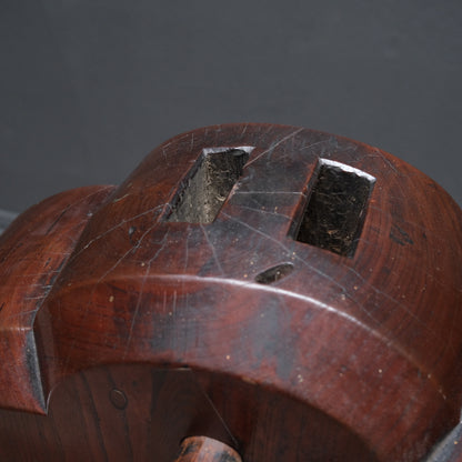 Large keyaki wood jizai hearth hook carved in a cloud form with near-black patina, view 7 of 13
