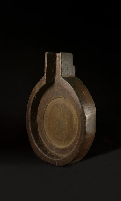 Japanese wooden grinder bowl with projecting spout, view 2 of 3