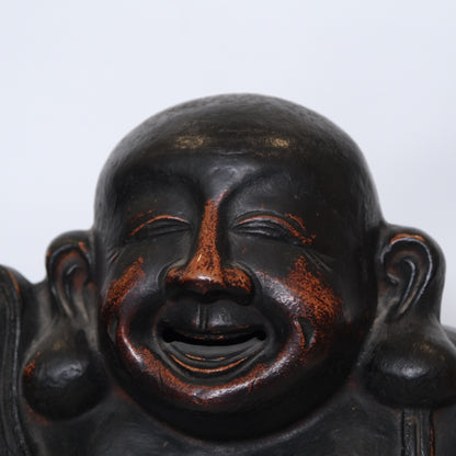 Full view of large Japanese Hotei ceramic figure, 20.5 height x 17 width inches