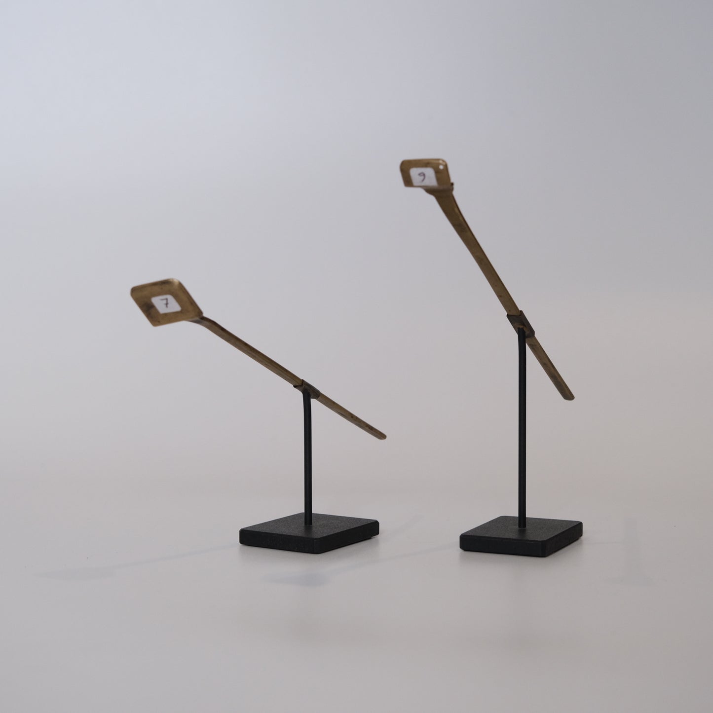 Alternate angle of Meiji period Japanese metal pill form on metal stand