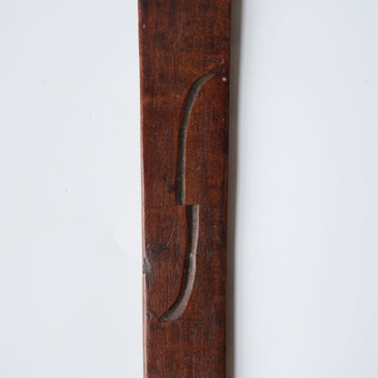 Ainu ikupasuy prayer stick carved in low relief with blade forms and a ringed boss, view 8 of 9
