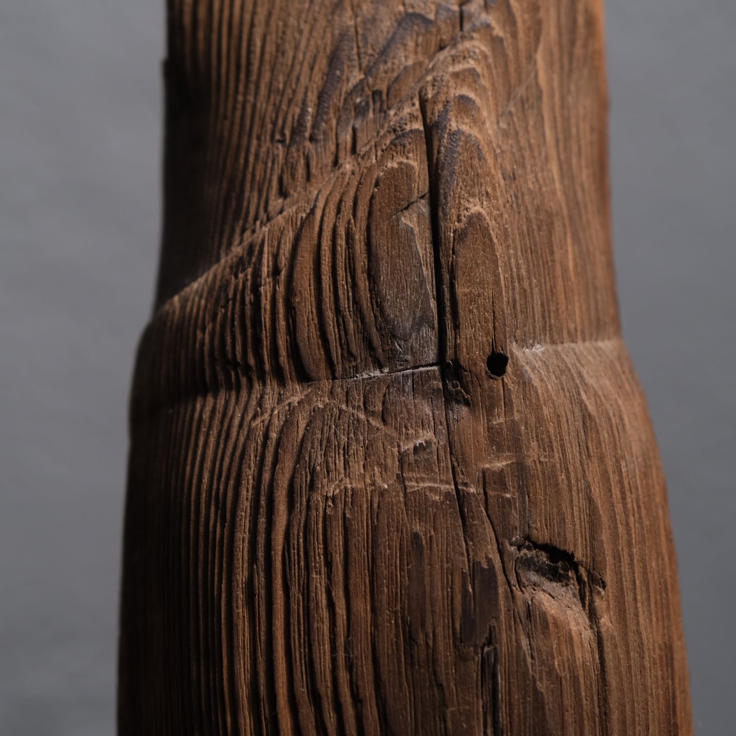 Foot repair detail on Kofukuji Temple Kannon Bosatsu carved figure