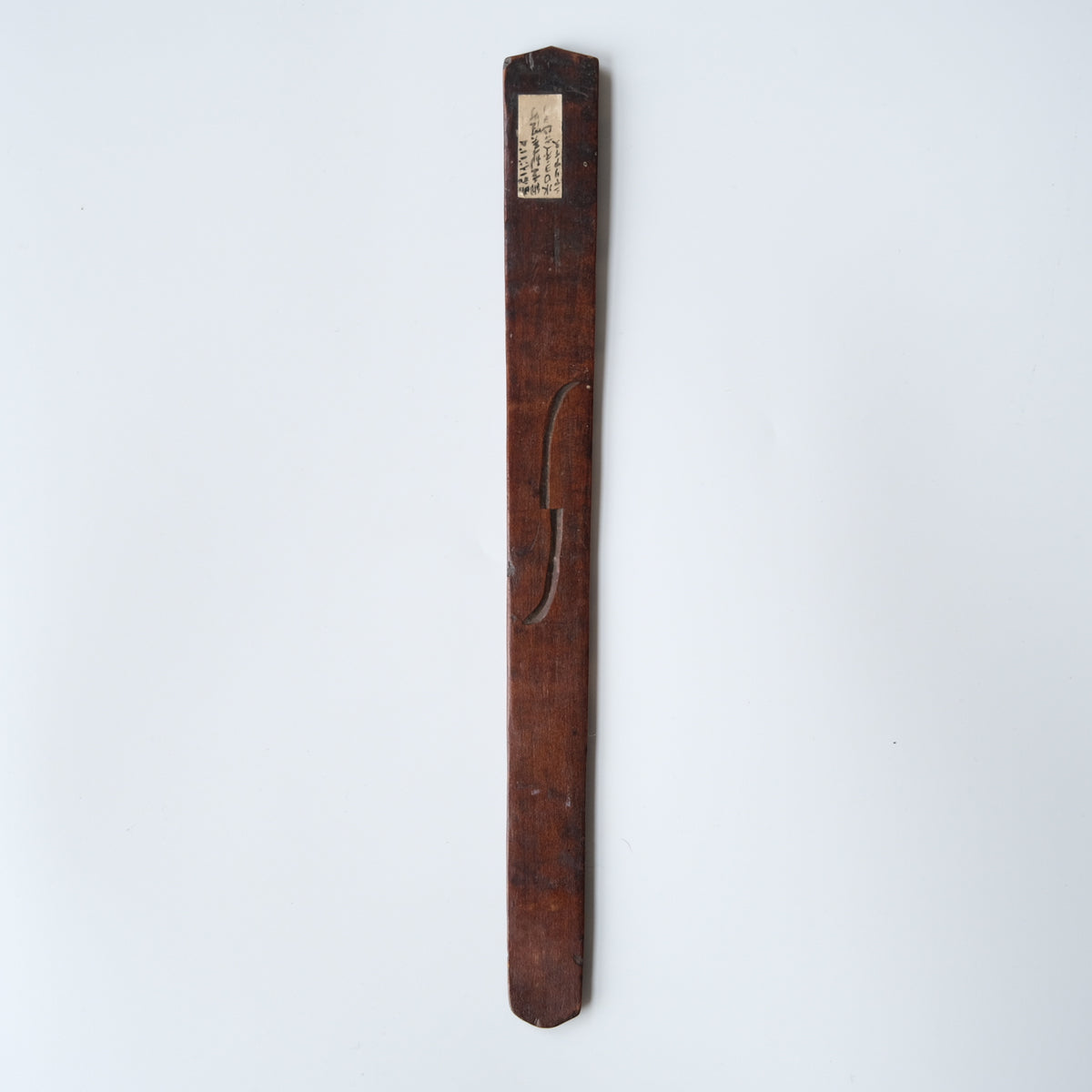 Ainu ikupasuy prayer stick carved in low relief with blade forms and a ringed boss, view 6 of 9