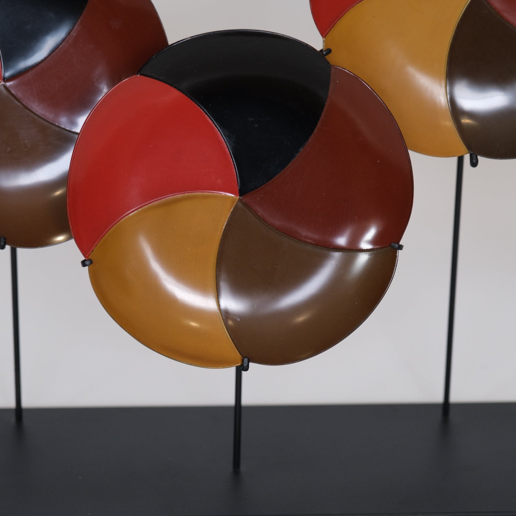 Detail of color variation between individual plates in tea ceremony set