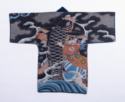 Alternate angle of Japanese sashiko hanten collection garments
