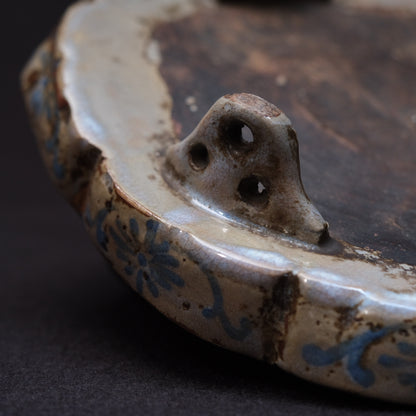 Ofuke Ware Plate, green-glazed leaf-form dish, 19c. Japan — detail view 12 of 15