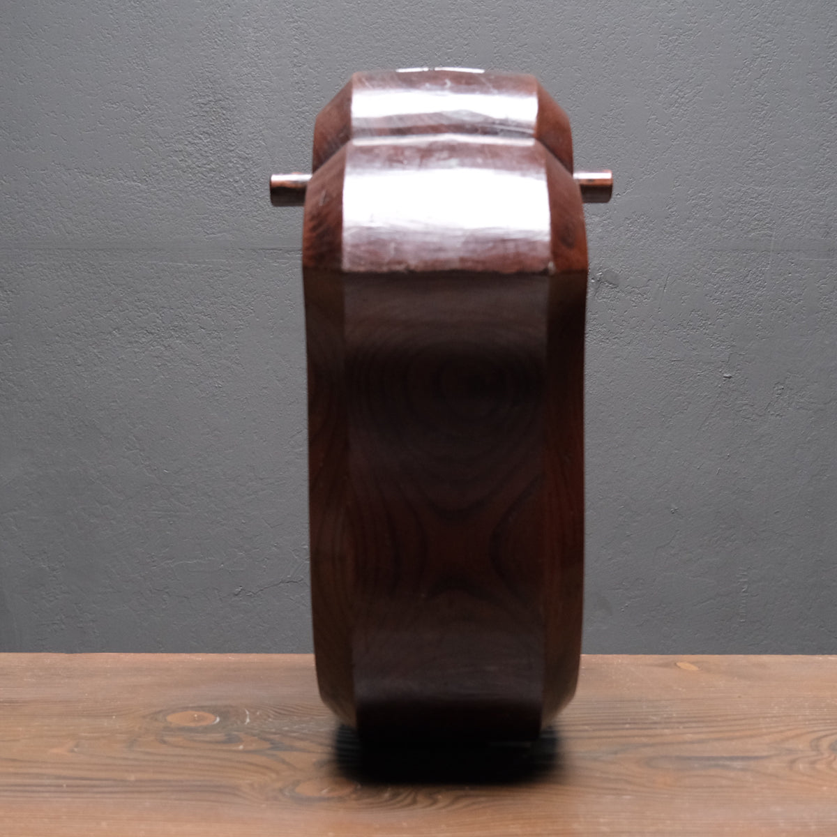 Large keyaki wood jizai hearth hook carved in a cloud form with near-black patina, view 3 of 13