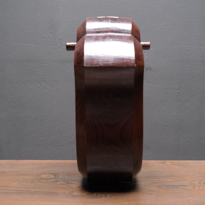 Large keyaki wood jizai hearth hook carved in a cloud form with near-black patina, view 3 of 13