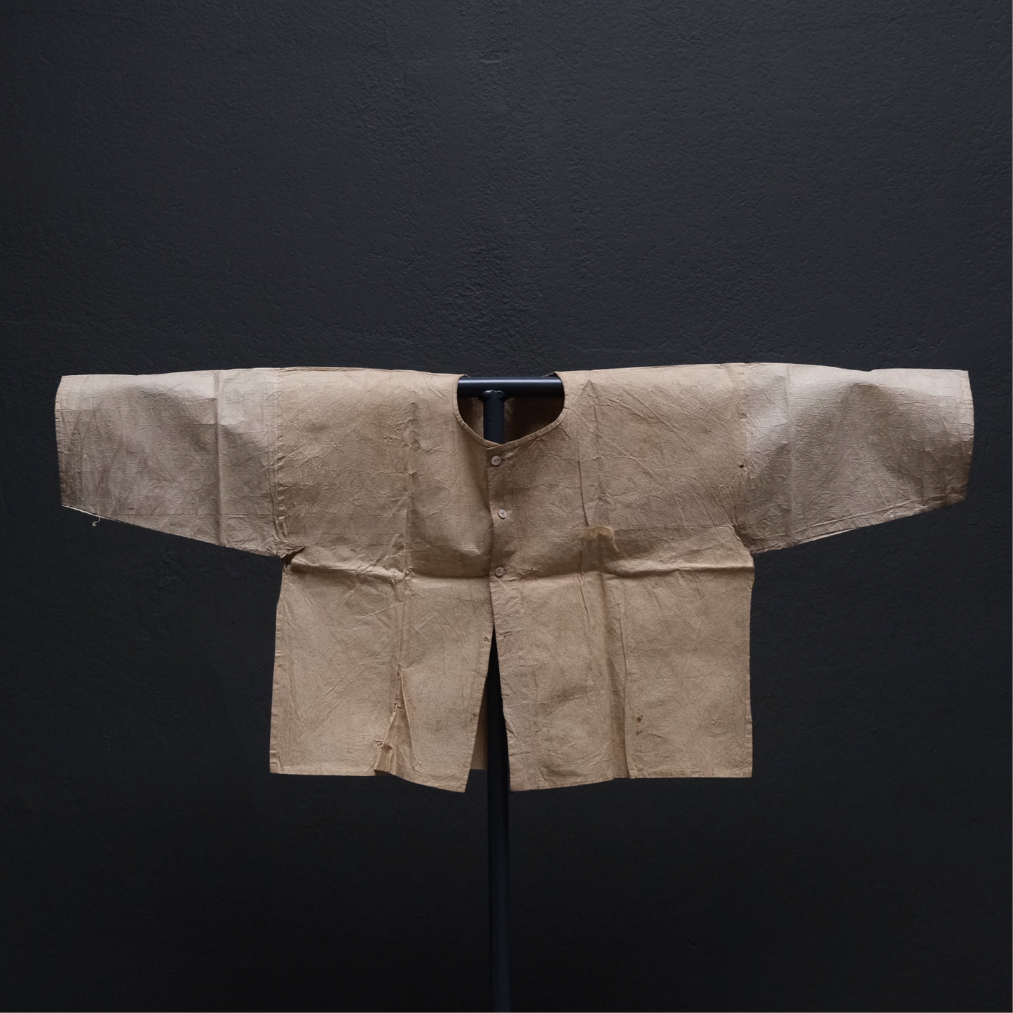 Edo period kamiko paper undershirt, layers of treated washi mulberry paper