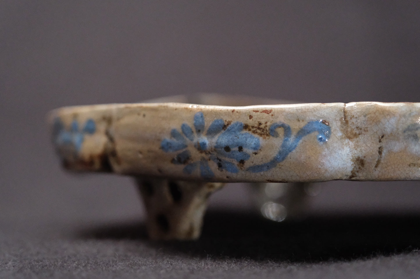 Ofuke Ware Plate, green-glazed leaf-form dish, 19c. Japan — detail view 10 of 15