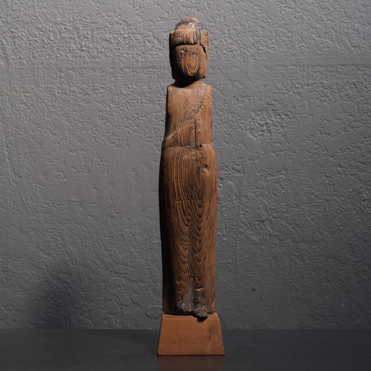 Japanese Kannon Bosatsu carved wooden figure, Buddhist bodhisattva of compassion