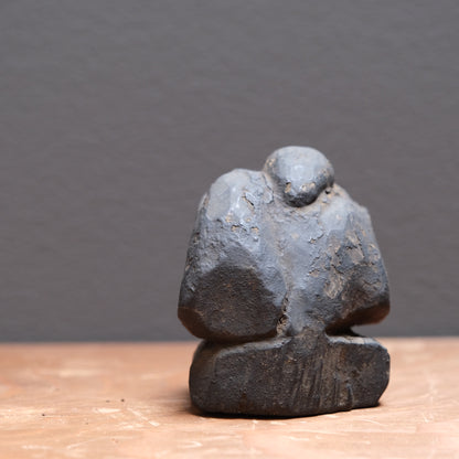 Pair of soot-darkened carved wood folk figures of Ebisu and Daikoku, view 7 of 8