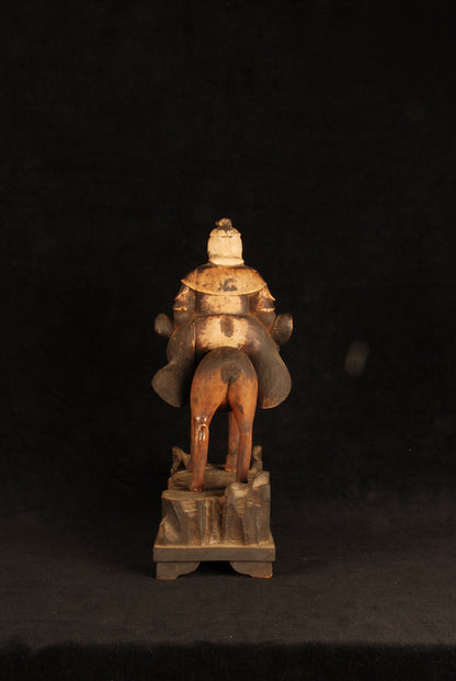 Missing hand detail on 17-inch Edo period Japanese Inari god carved figure