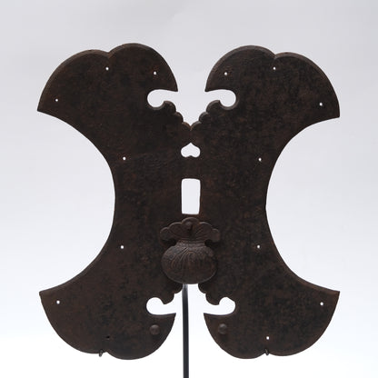 Iron kura lock plate with Daikoku treasure-bag keyhole cover, 18c. Japan — alternate view 2 of 5