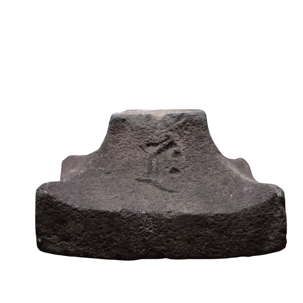 Weathered stone gorinto, a five-element Buddhist memorial stupa inscribed with Sanskrit seed characters, view 3 of 12
