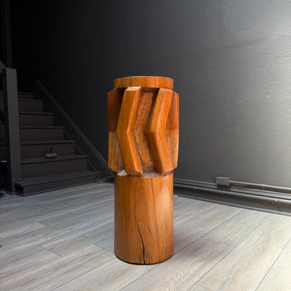 Carved molave wood sugar cane mill roller with chevron teeth, Visayas, Philippines, view 8 of 8