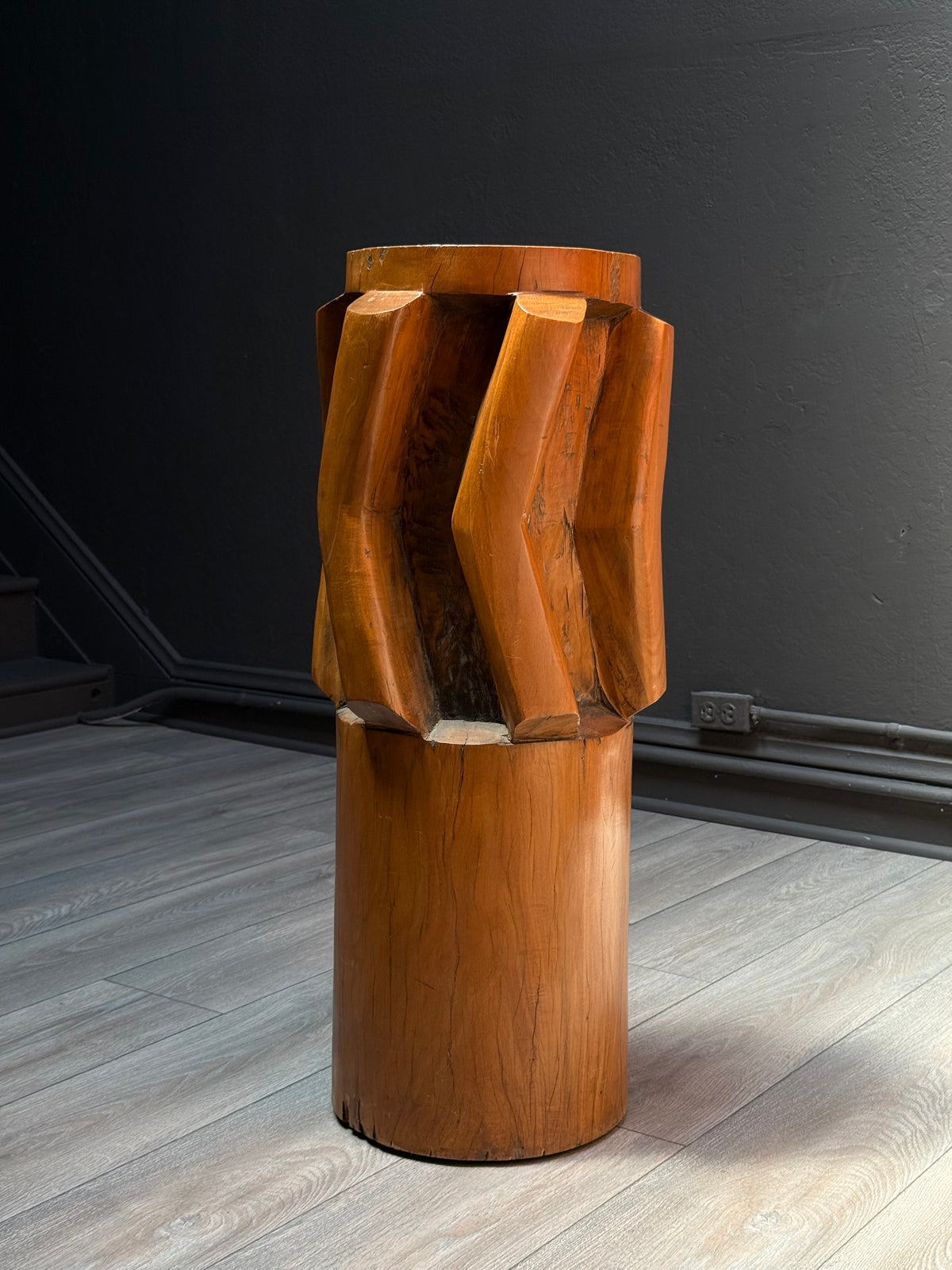 Carved molave wood sugar cane mill roller with chevron teeth, Visayas, Philippines, view 5 of 8