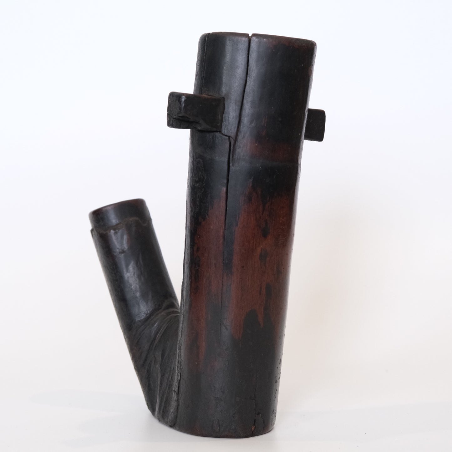 Full view of Edo period Japanese keyaki tree crotch jizai hearth hook