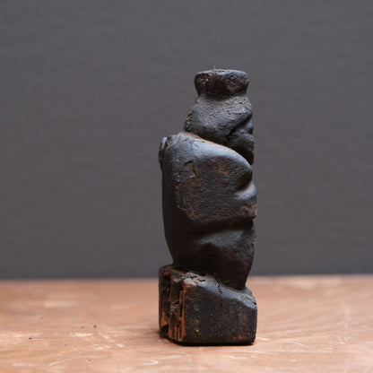 Pair of soot-darkened carved wood folk figures of Ebisu and Daikoku, view 5 of 8