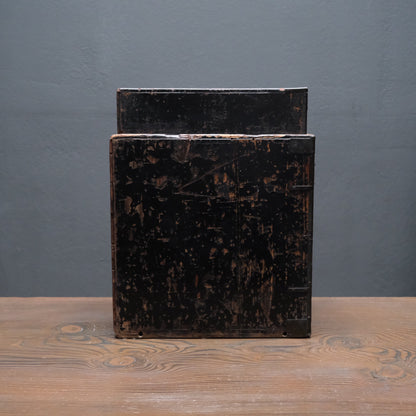 Portable wooden peddler's chest with five drawers and cloud-shaped iron lock plates, view 6 of 10