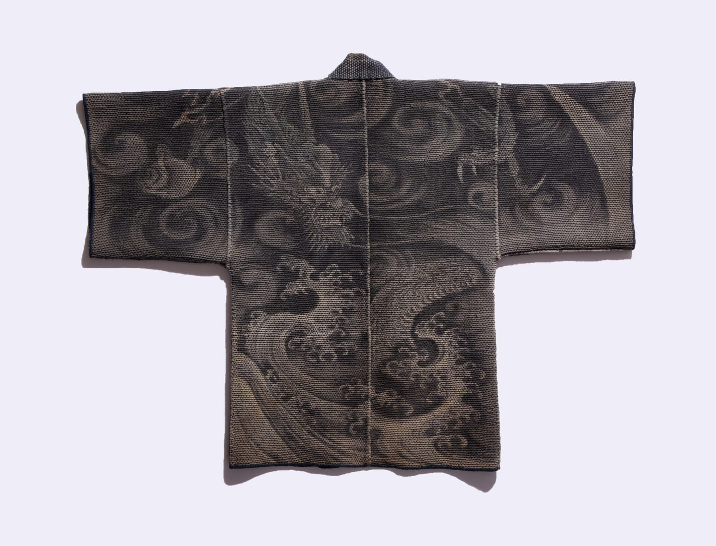 Sleeve detail on Japanese sashiko hanten jacket showing stitching continuity