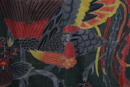 Close-up of tsutsugaki freehand resist-paste technique on Meiji futonji silk cover