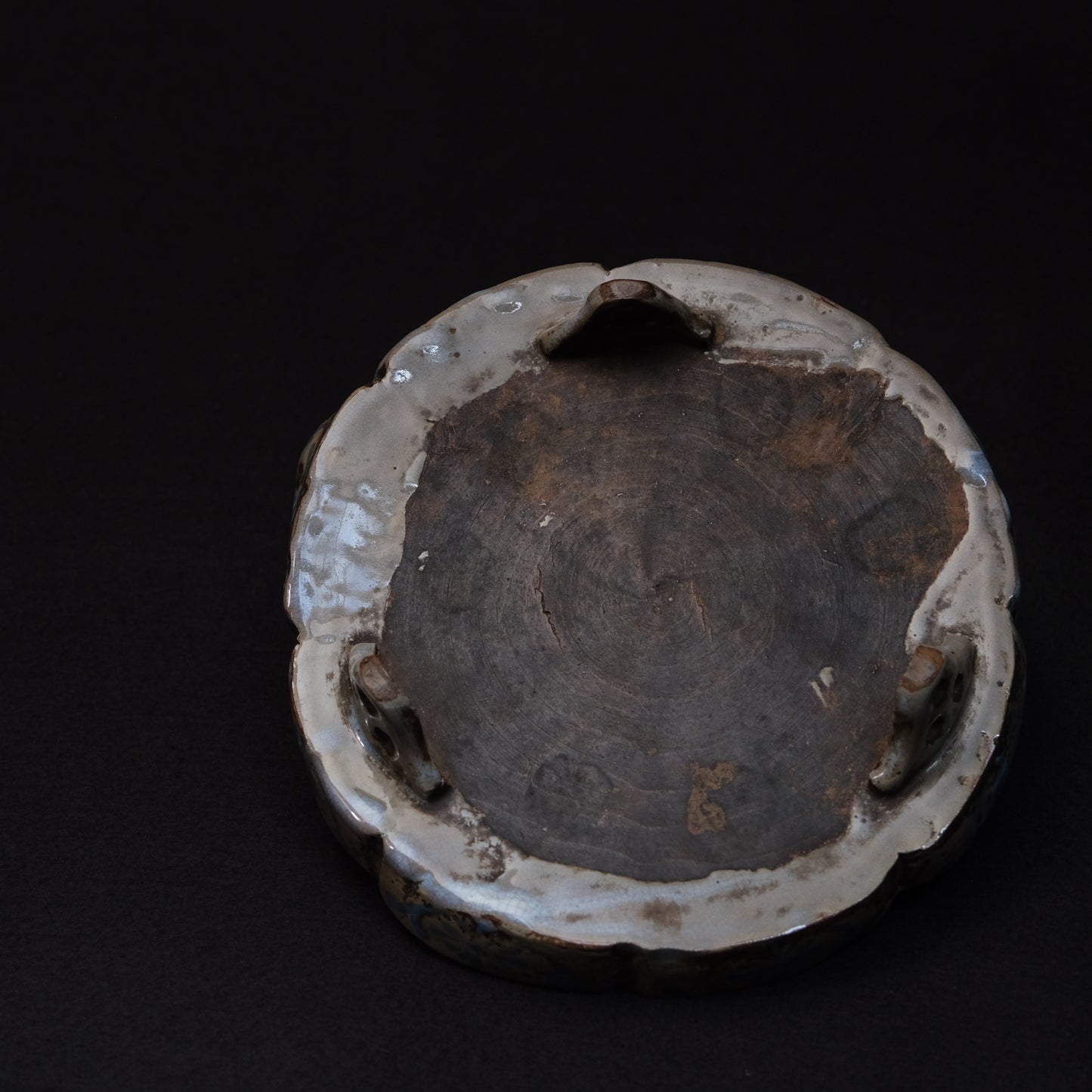 Ofuke Ware Plate, green-glazed leaf-form dish, 19c. Japan — detail view 11 of 15