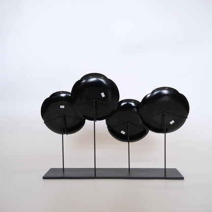Alternate angle of Japanese chanoyu lobed wood plates, Late Meiji period