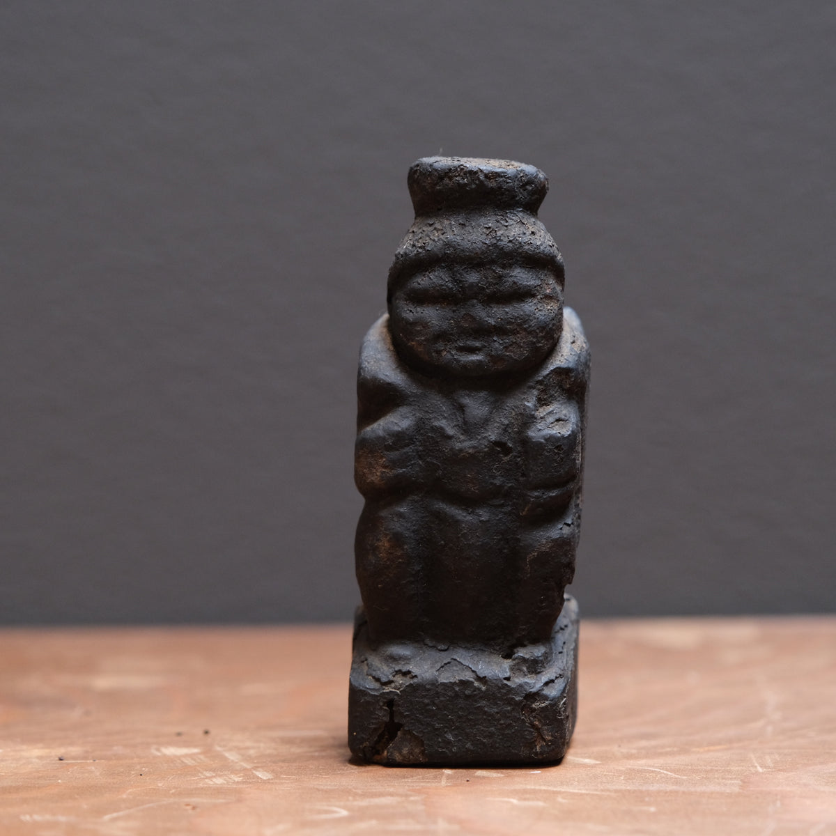 Pair of soot-darkened carved wood folk figures of Ebisu and Daikoku, view 3 of 8