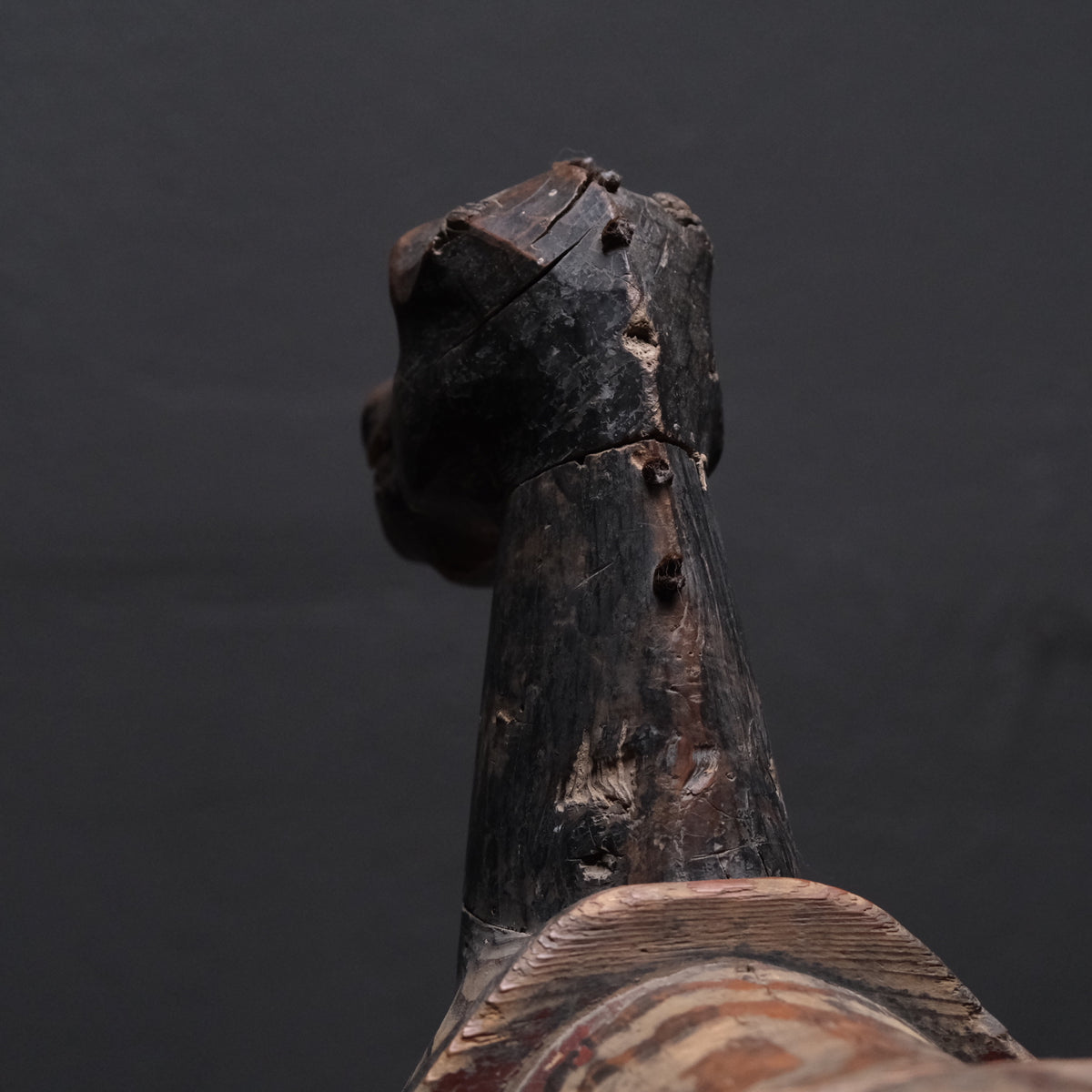Carved wooden votive horse (shinme) from a Shinto shrine, on an inscribed Meiji-period base, view 12 of 21