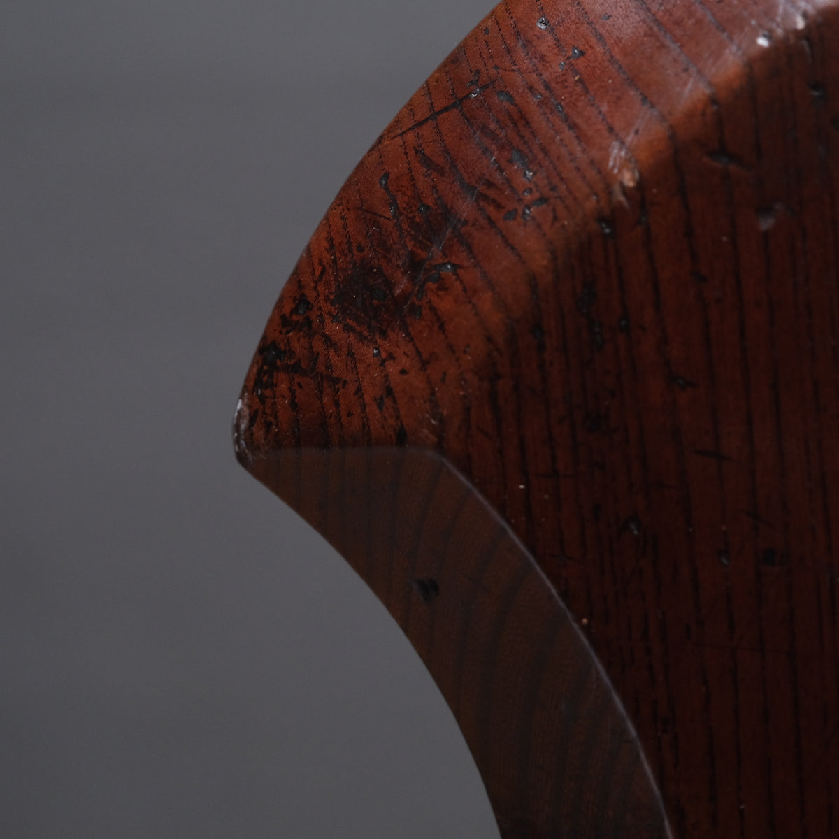 Large keyaki wood jizai hearth hook carved in a cloud form with near-black patina, view 9 of 13