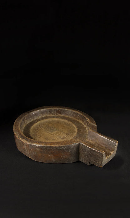 Japanese wooden grinder bowl with projecting spout, view 3 of 3