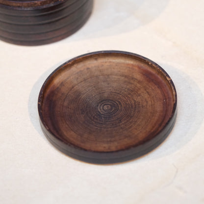 Close-up of smooth wear on 18-19th century Japanese turned wood aromatic case