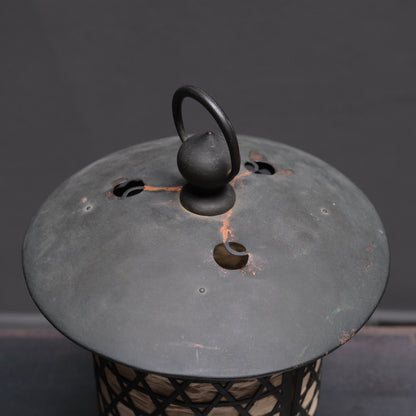 Alternate angle of Edo period Japanese hexagonal lantern, 9x11.5 inches