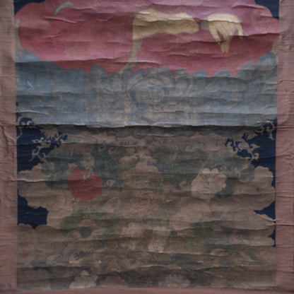 Floral motif border detail on Korean hanging scroll Buddha painting