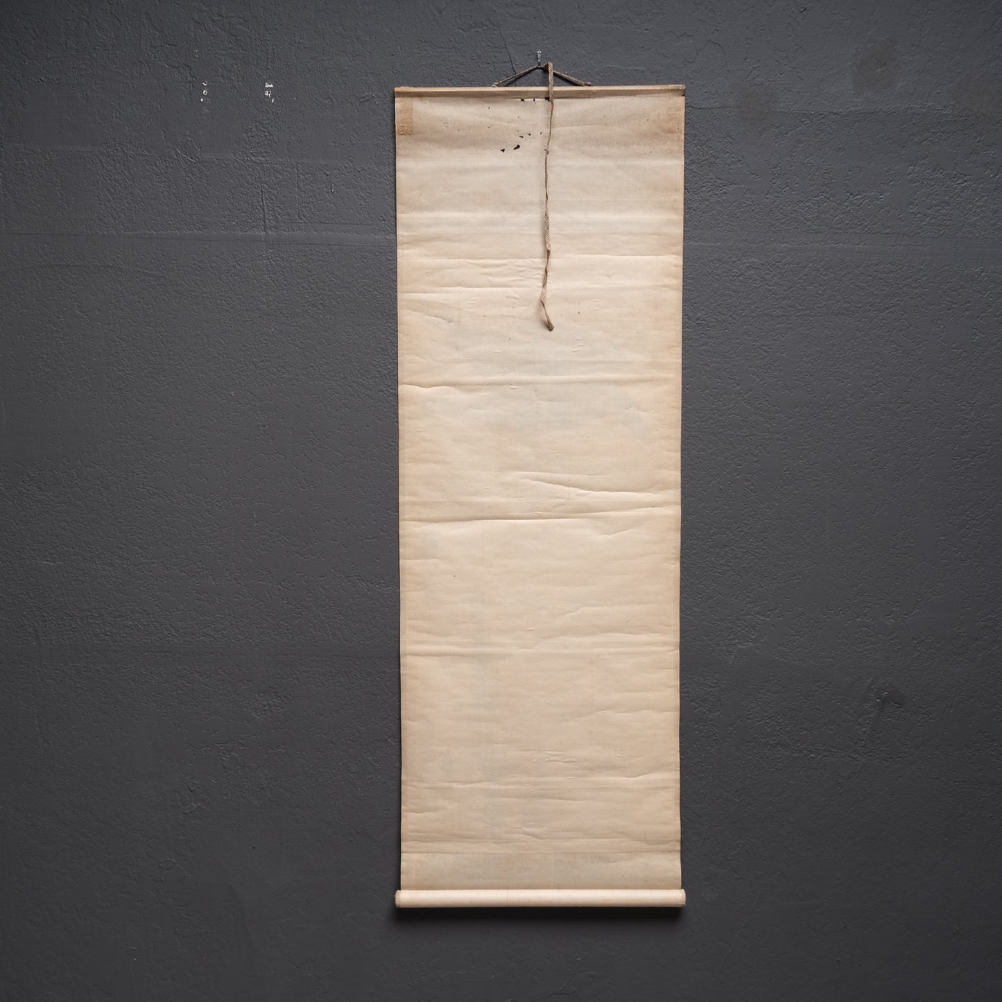 Full view of Japanese hanging scroll mounted and displayed