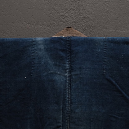 Collar and neckline of Japanese indigo noragi patchwork work kimono