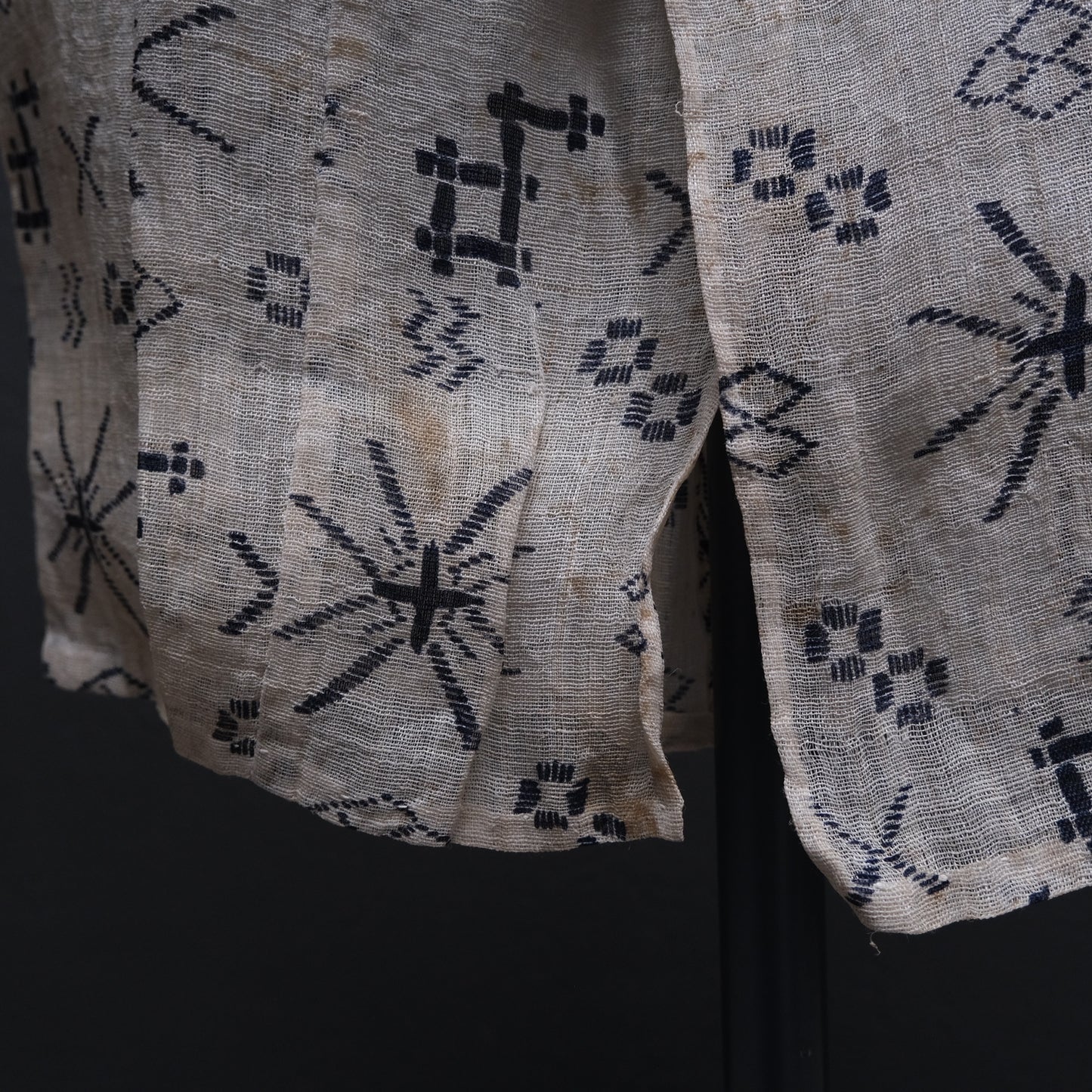 Alternate view of Japanese child's ramie kimono showing Okinawan textile motifs