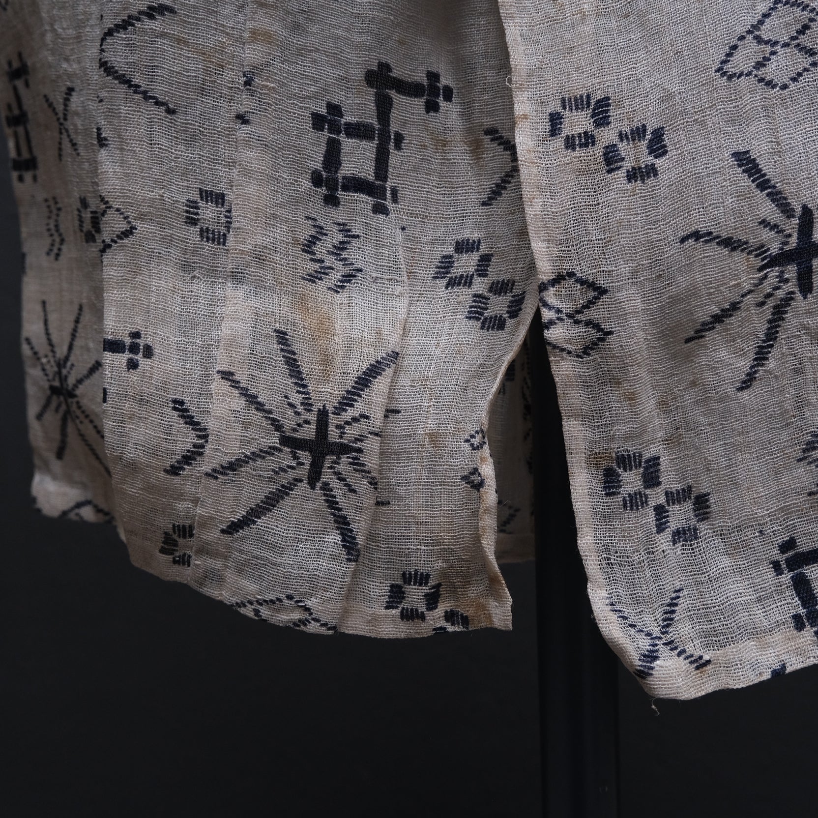 Alternate view of Japanese child's ramie kimono showing Okinawan textile motifs