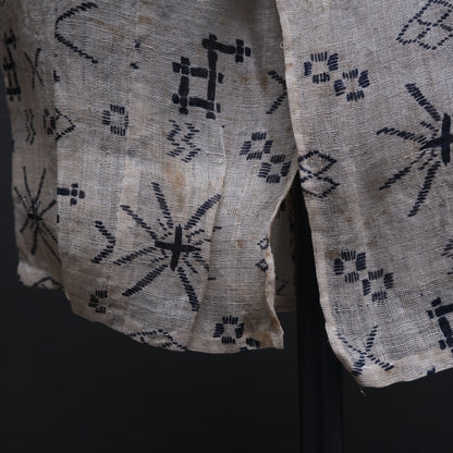 Alternate view of Japanese child's ramie kimono showing Okinawan textile motifs