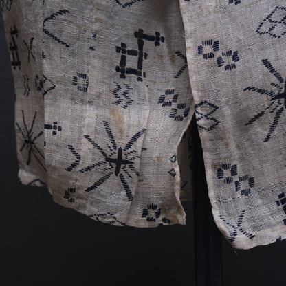 Detail of lightweight ramie fabric texture on Japanese child's summer kimono