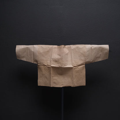 Edo period Japanese kamiko paper undershirt side view showing off-white washi
