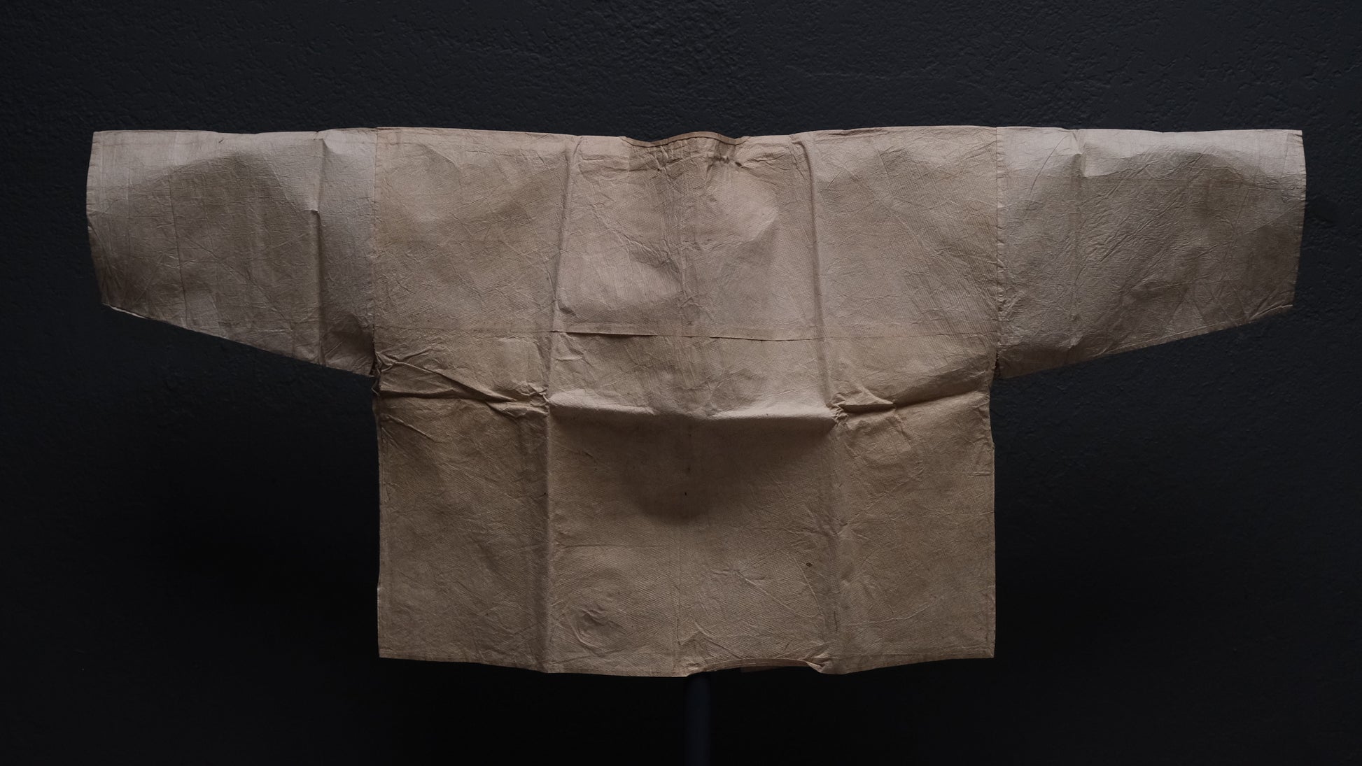 Detail of layered washi mulberry paper texture on Edo period kamiko undershirt