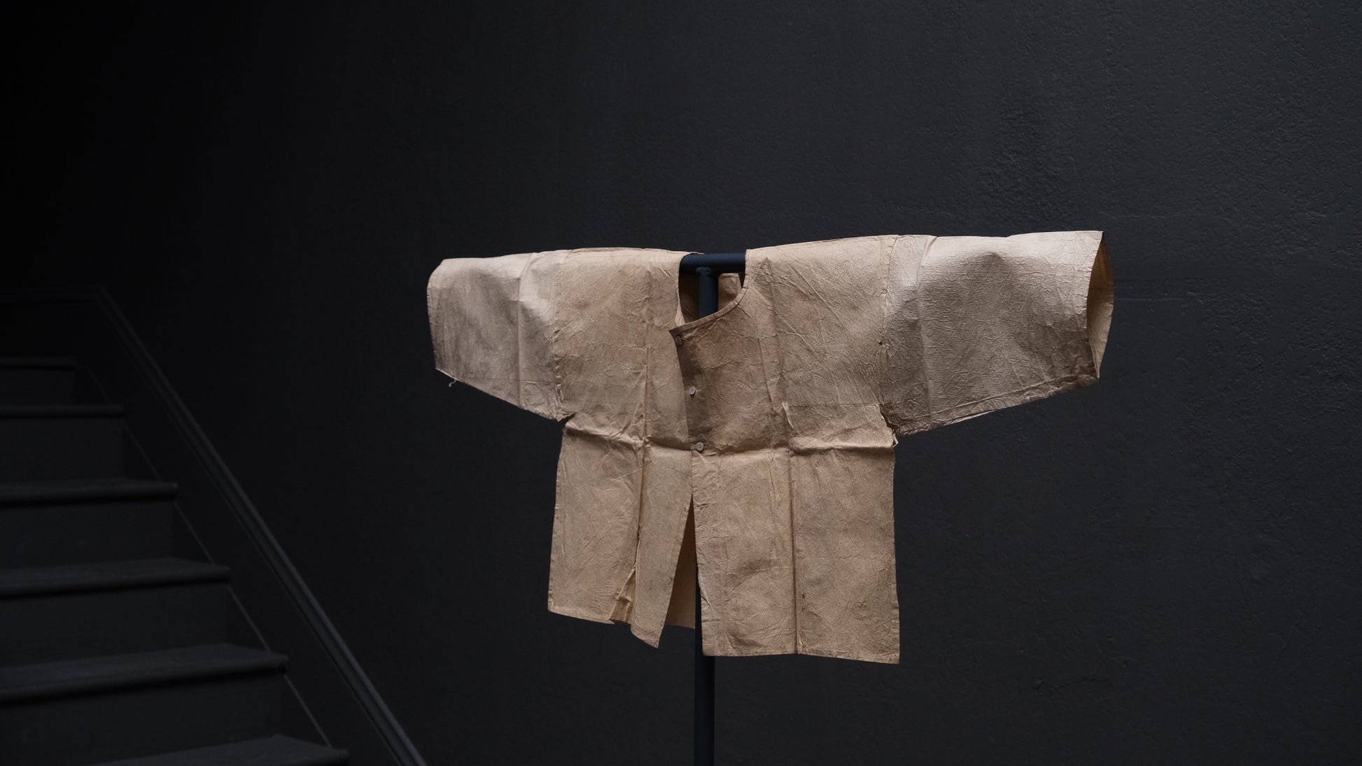 Sleeve area of Edo period Japanese kamiko paper undershirt
