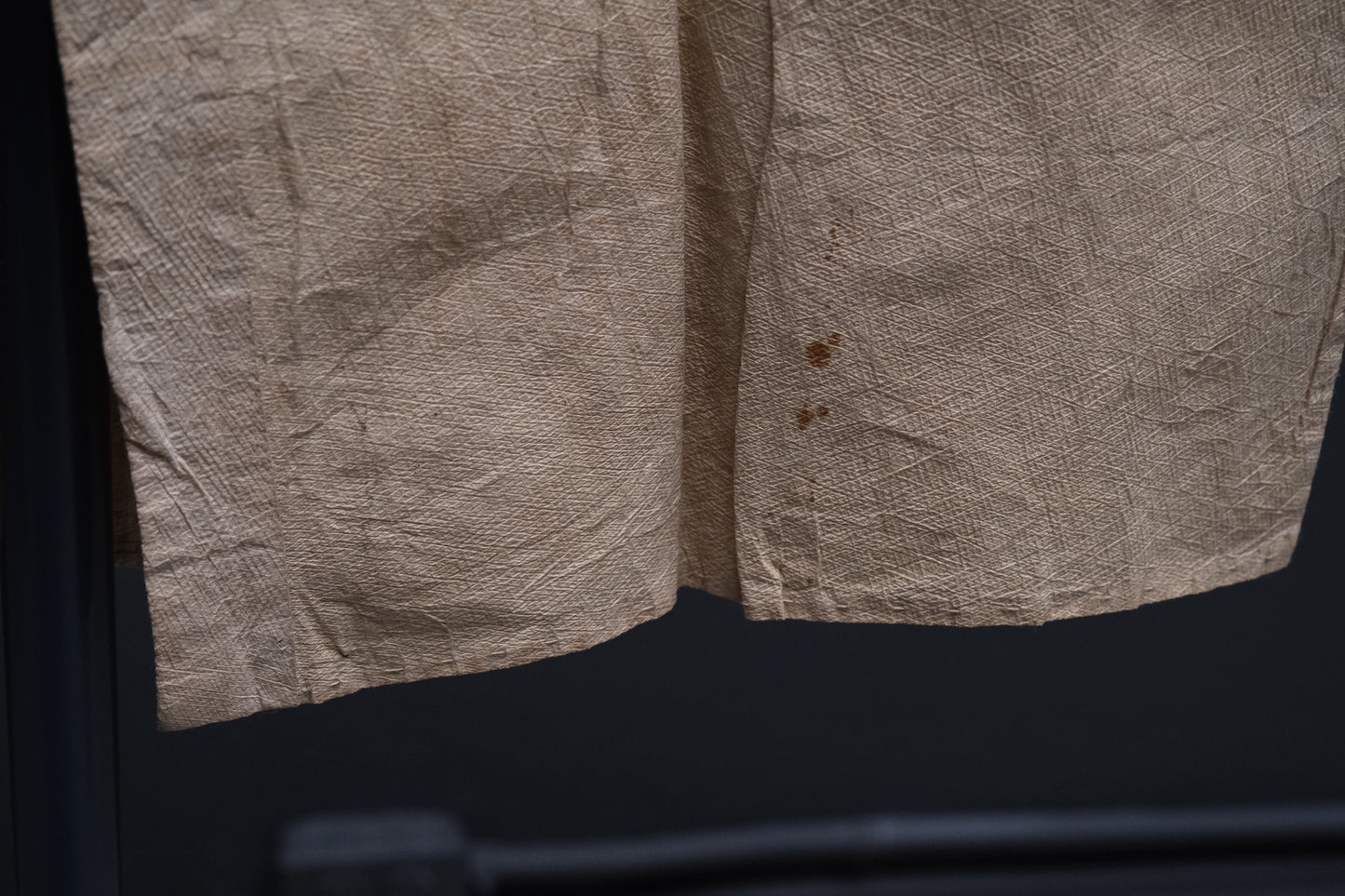 Hem area of Japanese kamiko paper undershirt, Edo period folk garment