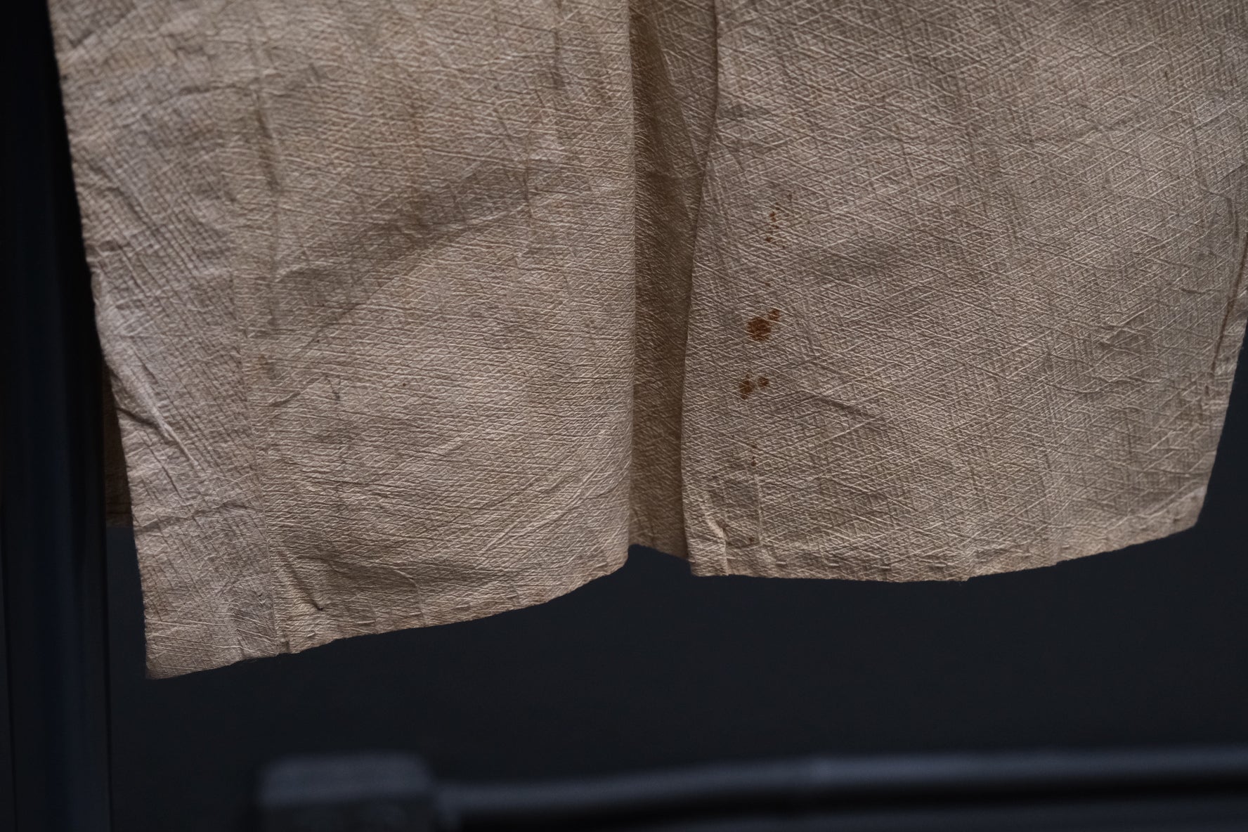 Hem area of Japanese kamiko paper undershirt, Edo period folk garment